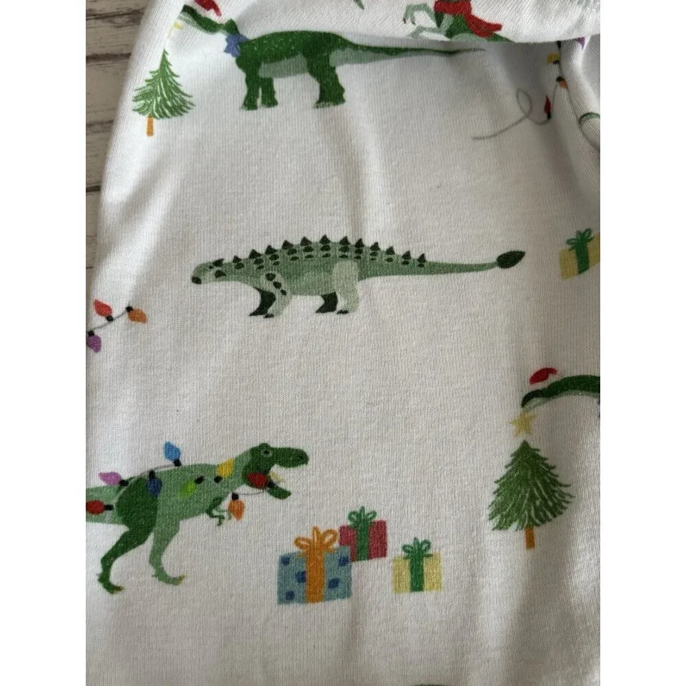Pottery Barn Kids CHRISTMAS Dino Organic 2 Piece Pajama Set Sz 4‎